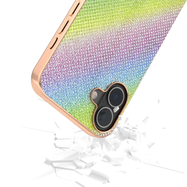 For iPhone 16 Nano Plating Diamond Texture Phone Case(Rainbow) - iPhone 16 Cases by buy2fix | Online Shopping UK | buy2fix