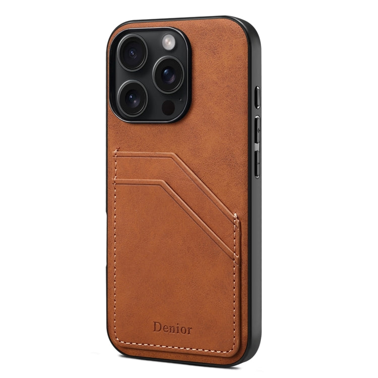 For iPhone 16 Pro Max Denior D09 PU Dual Card Slot Back Cover Phone Case(Brown) - iPhone 16 Pro Max Cases by Denior | Online Shopping UK | buy2fix