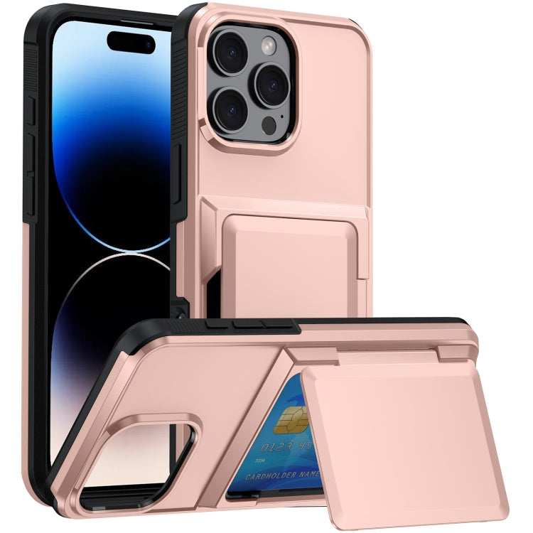 For iPhone 16 Pro Card Slot Holder Phone Case(Rose Gold) - iPhone 16 Pro Cases by buy2fix | Online Shopping UK | buy2fix