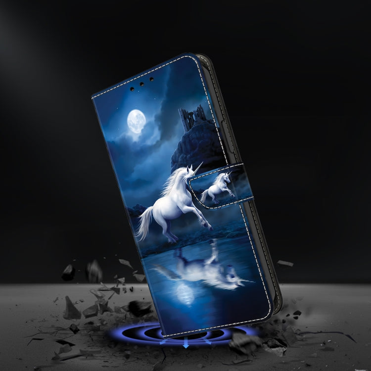 For Google Pixel 9 Pro XL Crystal Painted Leather Phone case(White Horse) - Google Cases by buy2fix | Online Shopping UK | buy2fix