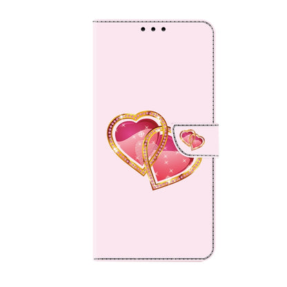 For iPhone 16 Plus Crystal Painted Leather Phone case(Love Peach) - iPhone 16 Plus Cases by buy2fix | Online Shopping UK | buy2fix