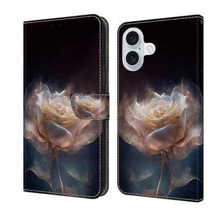 For iPhone 16 Plus Crystal Painted Leather Phone case(Peony) - iPhone 16 Plus Cases by buy2fix | Online Shopping UK | buy2fix