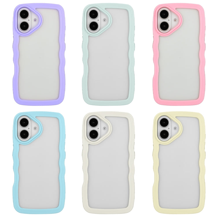 For iPhone 16 Plus Candy Color Wave TPU Clear PC Phone Case(Purple) - iPhone 16 Plus Cases by buy2fix | Online Shopping UK | buy2fix