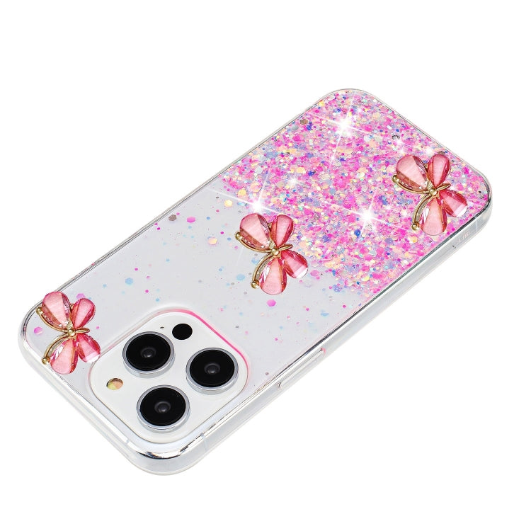 For iPhone 16 Pro Max Luminous Starry Sky Glitter Butterfly TPU Phone Case(Pink) - iPhone 16 Pro Max Cases by buy2fix | Online Shopping UK | buy2fix