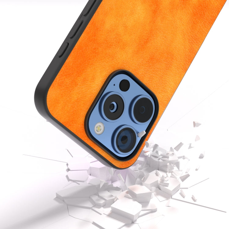 For iPhone 16 Pro Max Dual Color Lichi Texture PU Phone Case(Orange) - iPhone 16 Pro Max Cases by buy2fix | Online Shopping UK | buy2fix