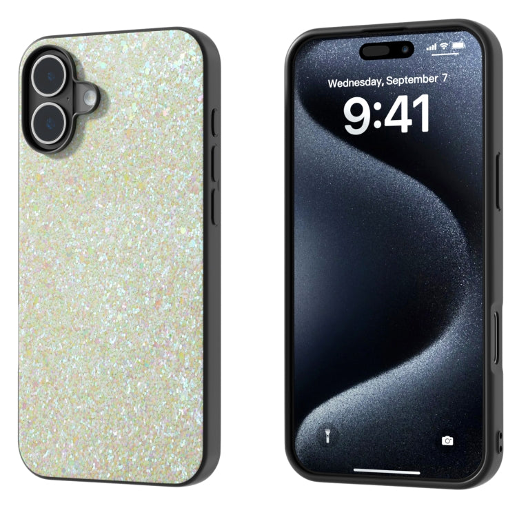 For iPhone 16 Black Frame Colorful Glitter Phone Case(Gold) - iPhone 16 Cases by buy2fix | Online Shopping UK | buy2fix