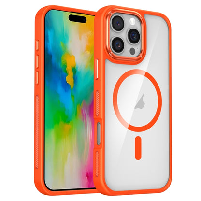 For iPhone 16 Pro Max Breathable Skin Feel Transparent MagSafe Magnetic Phone Case(Orange) - iPhone 16 Pro Max Cases by buy2fix | Online Shopping UK | buy2fix