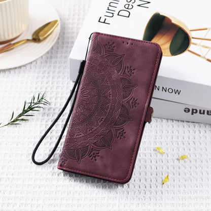 For iPhone 16 Pro Skin Feel Totem Embossed Leather Phone Case(Wine Red) - iPhone 16 Pro Cases by buy2fix | Online Shopping UK | buy2fix