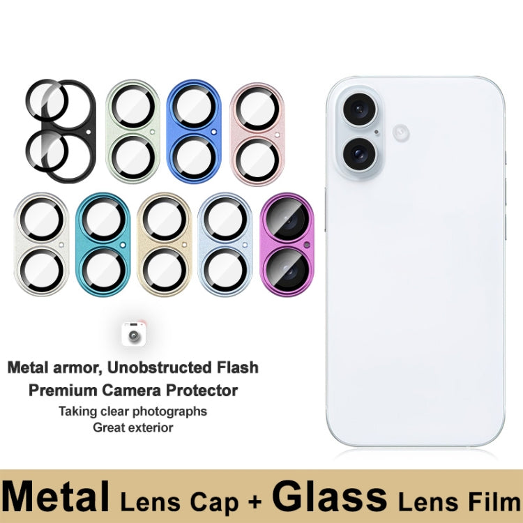 For iPhone 16 / 16 Plus IMAK Metal Armor Premium Camera Protector Film(Cyan) - iPhone 16 Tempered Glass by imak | Online Shopping UK | buy2fix