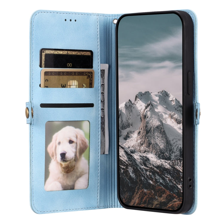 For Google Pixel 9 Pro XL Skin Feel Totem Embossed Leather Phone Case(Blue) - Google Cases by buy2fix | Online Shopping UK | buy2fix