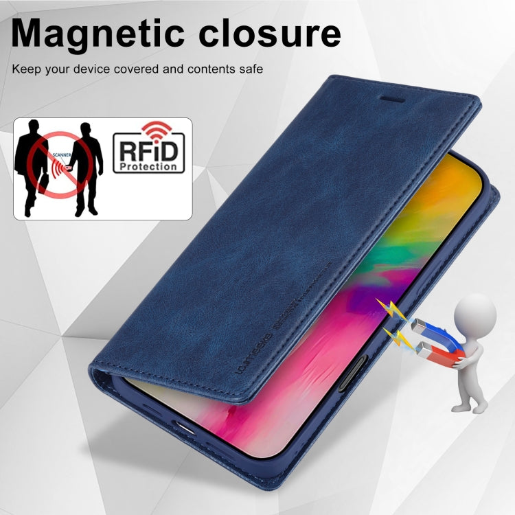 For iPhone 16 Pro LC.IMEEKE RFID Anti-theft Leather Phone Case(Blue) - iPhone 16 Pro Cases by LC.IMEEKE | Online Shopping UK | buy2fix