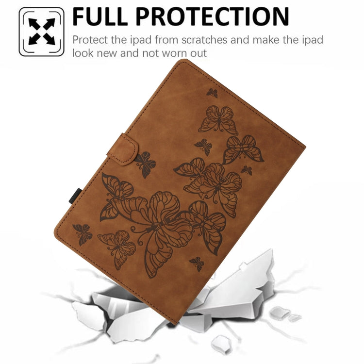 For iPad Pro 11 2024 Butterflies Embossed Leather Smart Tablet Case(Brown) - iPad Pro 11 2024 Cases by buy2fix | Online Shopping UK | buy2fix