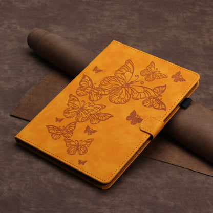 For iPad Pro 11 2024 Butterflies Embossed Leather Smart Tablet Case(Yellow) - iPad Pro 11 2024 Cases by buy2fix | Online Shopping UK | buy2fix