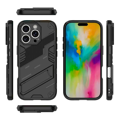 For iPhone 16 Pro Punk Armor 2 in 1 PC + TPU Phone Case with Holder(Black) - iPhone 16 Pro Cases by buy2fix | Online Shopping UK | buy2fix