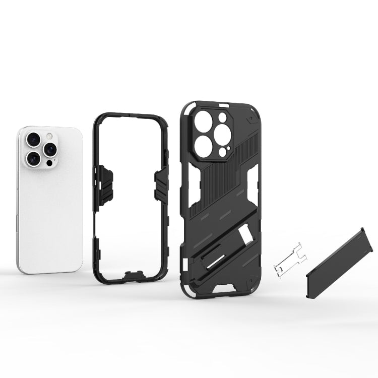 For iPhone 16 Pro Punk Armor 2 in 1 PC + TPU Phone Case with Holder(Black) - iPhone 16 Pro Cases by buy2fix | Online Shopping UK | buy2fix