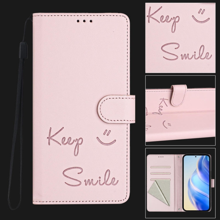 For Redmi K70 Ultra 5G Global Smile Embossing RFID Leather Phone Case(Pink) - Xiaomi Cases by buy2fix | Online Shopping UK | buy2fix