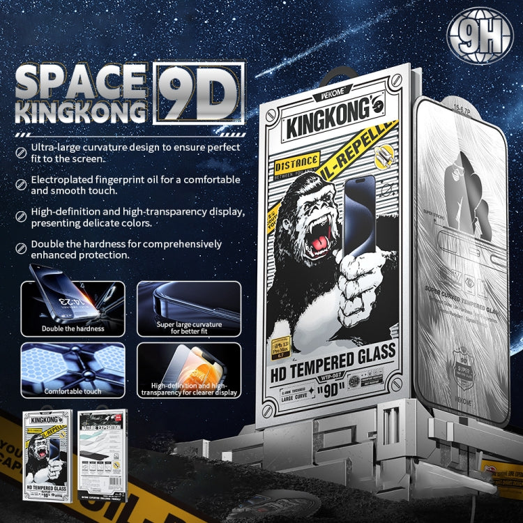 For iPhone 16 / 15 WK WTP-087 Space King Kong 9D Curved HD Tempered Glass Screen Protector - iPhone 16 Tempered Glass by WK | Online Shopping UK | buy2fix