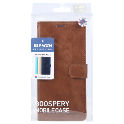 For iPhone 16 Pro Max GOOSPERY BLUE MOON Crazy Horse Texture Leather Phone Case(Brown) - iPhone 16 Pro Max Cases by GOOSPERY | Online Shopping UK | buy2fix