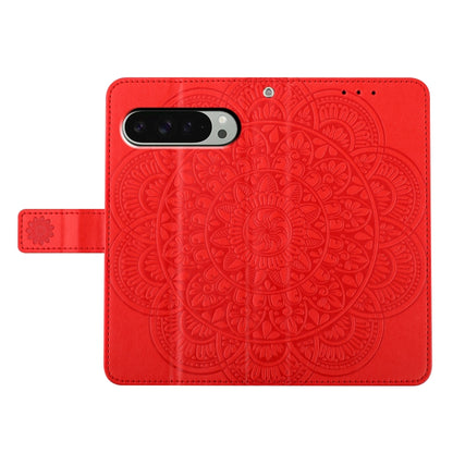 For Google Pixel 9 / 9 Pro Flower Embossed Leather Phone Case(Red) - Google Cases by buy2fix | Online Shopping UK | buy2fix