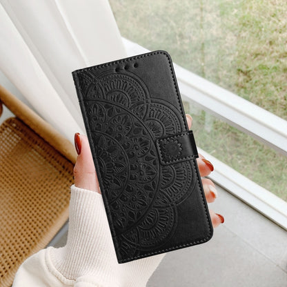 For Motorola Edge 2024 Flower Embossed Leather Phone Case(Black) - Motorola Cases by buy2fix | Online Shopping UK | buy2fix