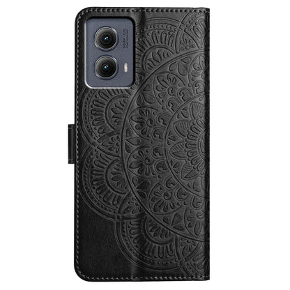 For Motorola Edge 2024 Flower Embossed Leather Phone Case(Black) - Motorola Cases by buy2fix | Online Shopping UK | buy2fix