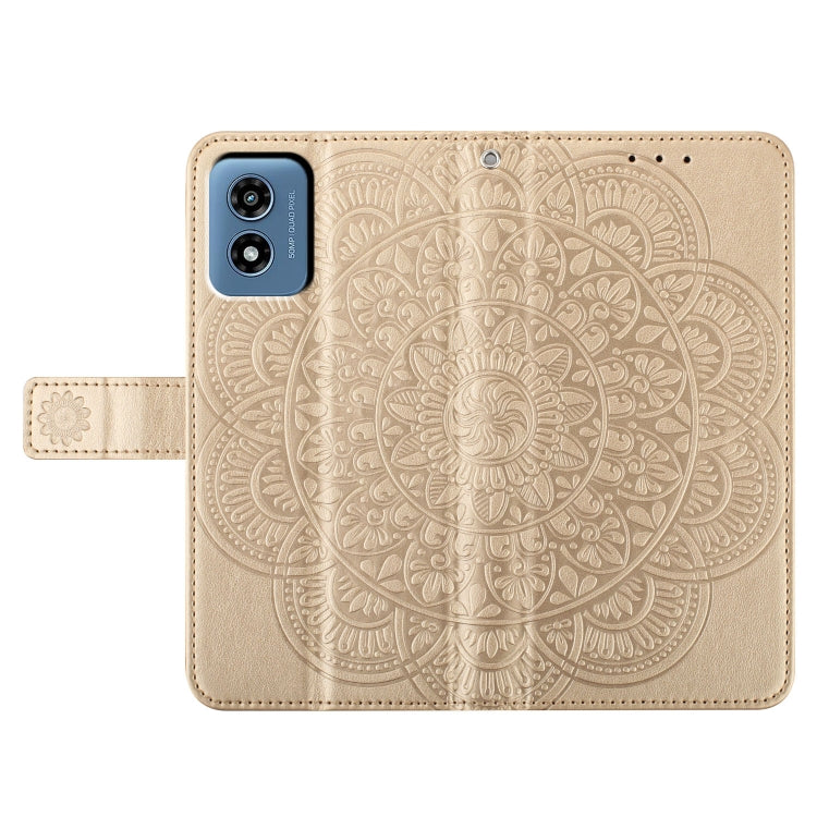 For Motorola Moto G Play 2024 Flower Embossed Leather Phone Case(Gold) - Motorola Cases by buy2fix | Online Shopping UK | buy2fix