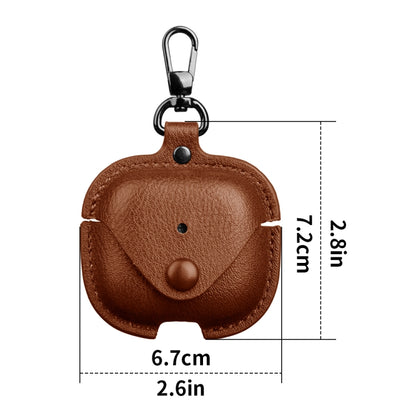 For AirPods 4 Business Leather Earphone Protective Case with Hook(Light Brown) - For AirPods 4 by buy2fix | Online Shopping UK | buy2fix