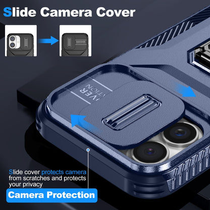 For iPhone 16 Plus Sliding Camshield Holder Phone Case(Blue) - iPhone 16 Plus Cases by buy2fix | Online Shopping UK | buy2fix