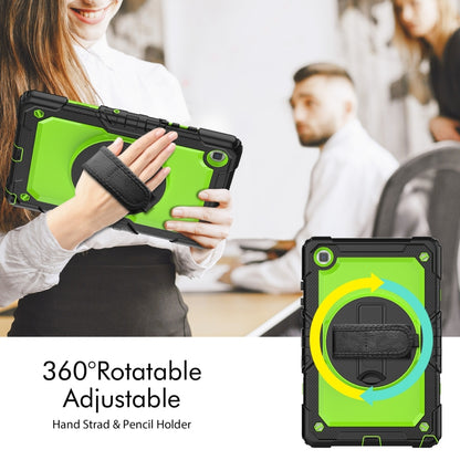 For Samsung Galaxy Tab A7 Lite T220 Silicone Hybrid PC Tablet Case with Shoulder Strap(Yellow Green + Black) - Tab A7 Lite T220 / T225 by buy2fix | Online Shopping UK | buy2fix