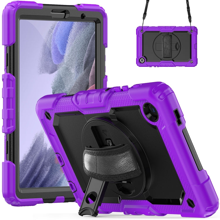 For Samsung Galaxy Tab A7 Lite T220 Silicone Hybrid PC Tablet Case with Shoulder Strap(Purple) - Tab A7 Lite T220 / T225 by buy2fix | Online Shopping UK | buy2fix