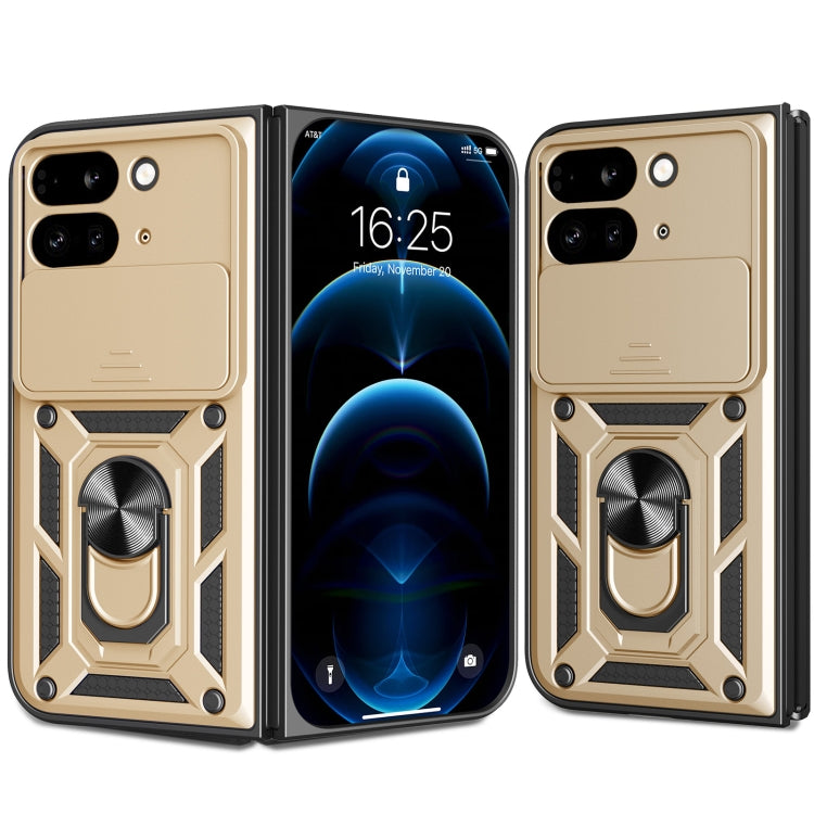 For Google Pixel 9 Pro Fold Sliding Camera Cover Design TPU+PC Phone Case(Gold) - Google Cases by buy2fix | Online Shopping UK | buy2fix