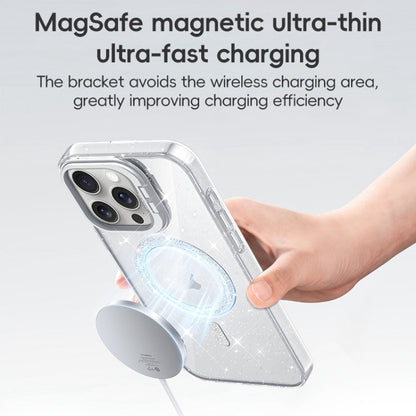 For iPhone 16 Pro Shiny Shield MagSafe Lens Holder Phone Case(Silver) - iPhone 16 Pro Cases by buy2fix | Online Shopping UK | buy2fix