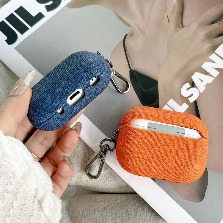 For AirPods 3 Fine Cloth Texture Earbuds Box PC Case with Hook(Orange) - For AirPods 3 by buy2fix | Online Shopping UK | buy2fix