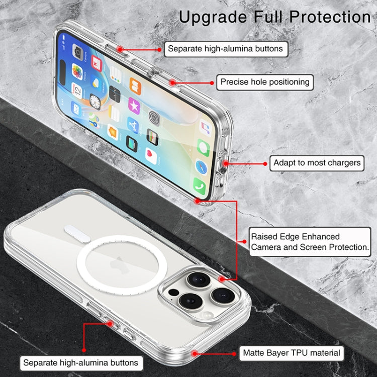 For iPhone 16 Pro Max Metal Buttons MagSafe Magnetic PC Hybrid TPU Phone Case(Transparent) - iPhone 16 Pro Max Cases by buy2fix | Online Shopping UK | buy2fix