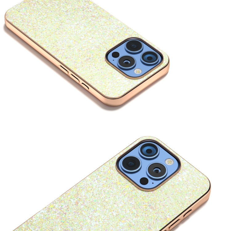 For iPhone 16 Pro Electroplating Frame Colorful Glitter Phone Case(Gold) - iPhone 16 Pro Cases by buy2fix | Online Shopping UK | buy2fix