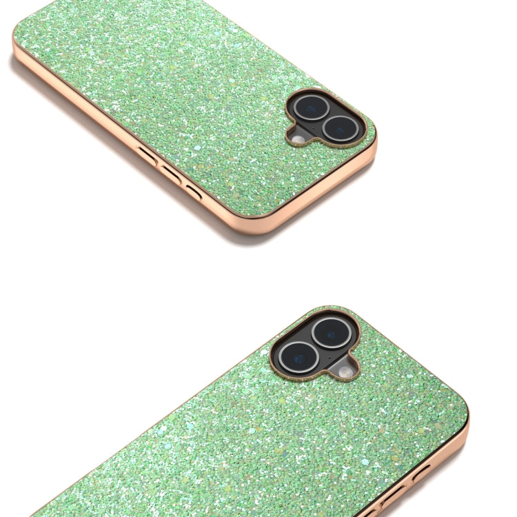 For iPhone 16 Electroplating Frame Colorful Glitter Phone Case(Dark Green) - iPhone 16 Cases by buy2fix | Online Shopping UK | buy2fix