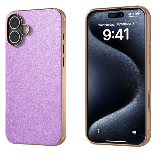 For iPhone 16 Electroplating Frame Glitter Shockproof Phone Case(Purple) - iPhone 16 Cases by buy2fix | Online Shopping UK | buy2fix