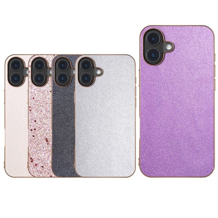 For iPhone 16 Electroplating Frame Glitter Shockproof Phone Case(Purple) - iPhone 16 Cases by buy2fix | Online Shopping UK | buy2fix