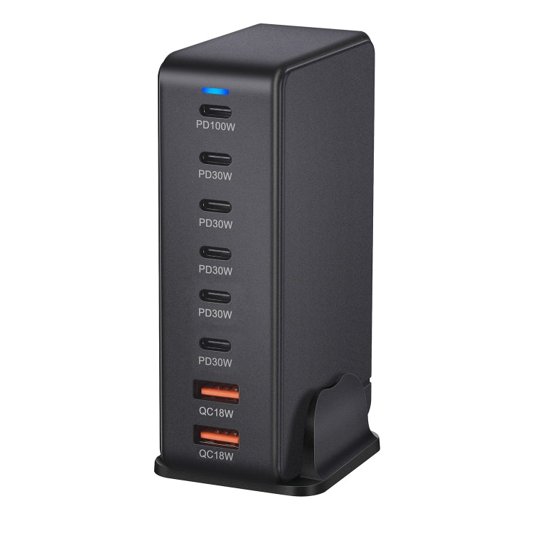 YMX-986 286W 6Type-C, 3USB 8-Ports Desktop Fast Charger, Plug Type:UK Plug(Black) - Multifunction Charger by buy2fix | Online Shopping UK | buy2fix