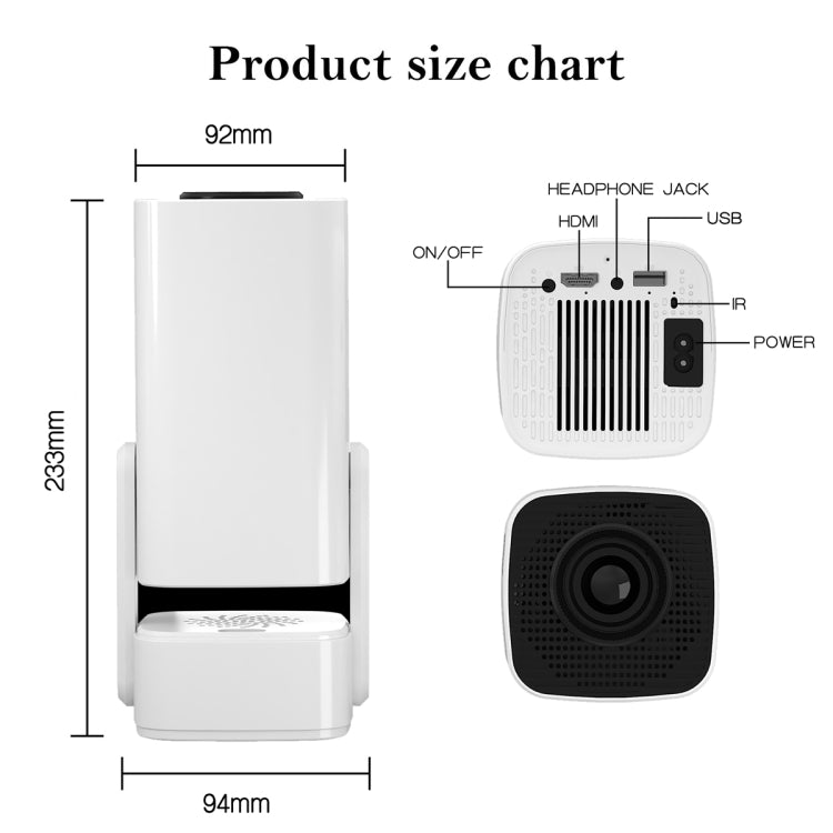 Y7S 720P Android 11 OS Portable Home WiFi Projector with Speaker, CPU:Allwinner H713(AU Plug) - Mini Projector by buy2fix | Online Shopping UK | buy2fix