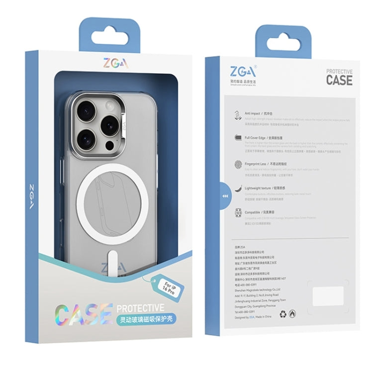 For iPhone 16 ZGA Magsafe Clear PC Tempered Glass Phone Case(Frosted White) - iPhone 16 Cases by ZGA | Online Shopping UK | buy2fix