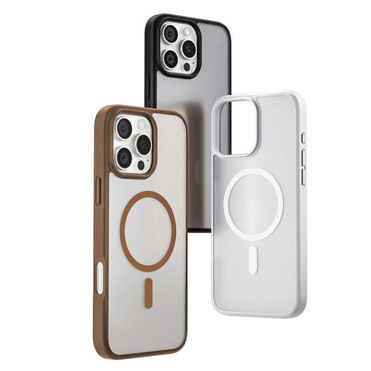 For iPhone 16 TGVIS GRACE Series MagSafe Frosted Translucent Phone Case(Brown) - iPhone 16 Cases by TGVIS | Online Shopping UK | buy2fix