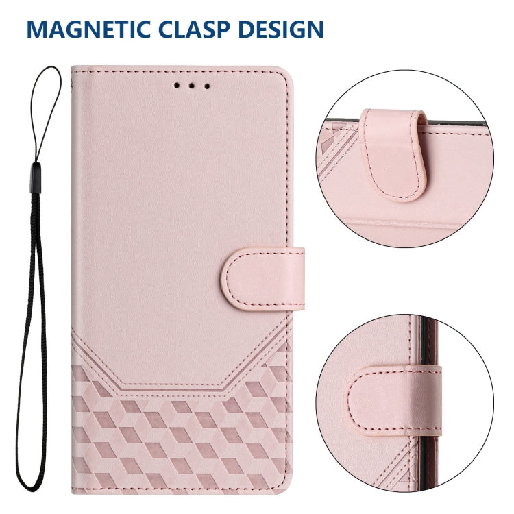 For Motorola Moto G 5G 2024 Oversea Honeycomb Embossing RFID Leather Phone Case(Pink) - Motorola Cases by buy2fix | Online Shopping UK | buy2fix