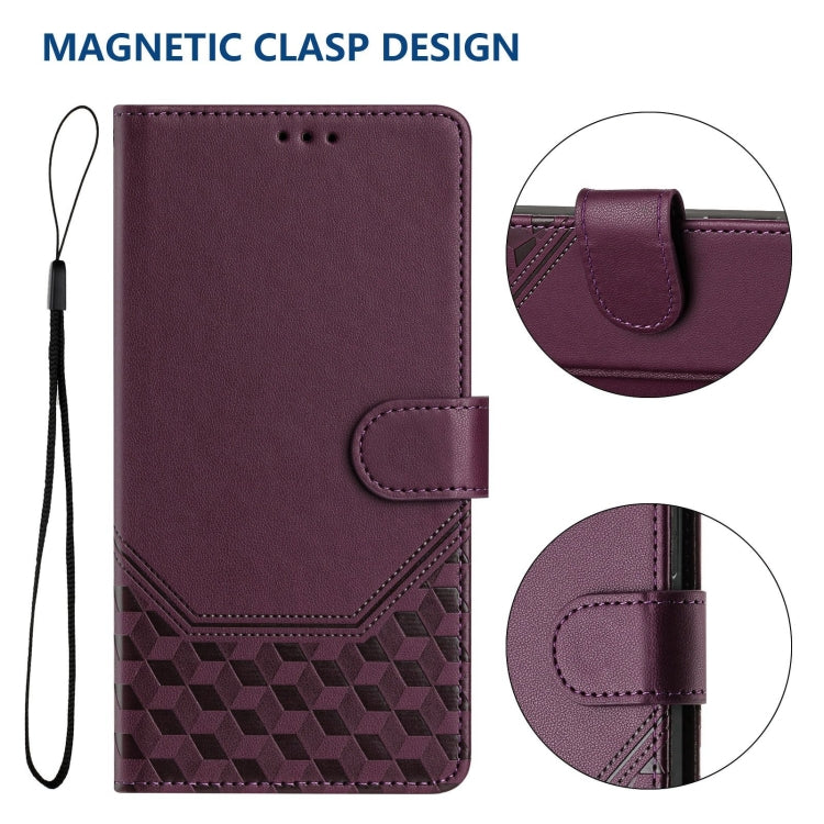 For Motorola Moto G Stylus 5G 2024 Honeycomb Embossing RFID Leather Phone Case(Violet) - Motorola Cases by buy2fix | Online Shopping UK | buy2fix