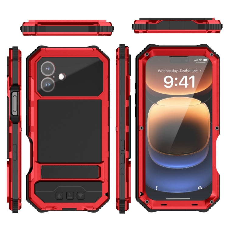 For iPhone 16 Plus R-JUST Life Waterproof Dustproof Shockproof Holder Phone Case(Red) - iPhone 16 Plus Cases by R-JUST | Online Shopping UK | buy2fix