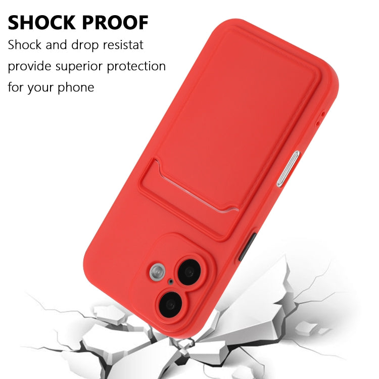 For iPhone 16 Skin Feel Card Contrast Color Button TPU Phone Case(Red) - iPhone 16 Cases by buy2fix | Online Shopping UK | buy2fix