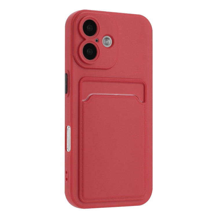 For iPhone 16 Plus Skin Feel Card Contrast Color Button TPU Phone Case(Rose Red) - iPhone 16 Plus Cases by buy2fix | Online Shopping UK | buy2fix