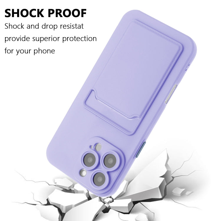 For iPhone 16 Pro Skin Feel Card Contrast Color Button TPU Phone Case(Purple) - iPhone 16 Pro Cases by buy2fix | Online Shopping UK | buy2fix