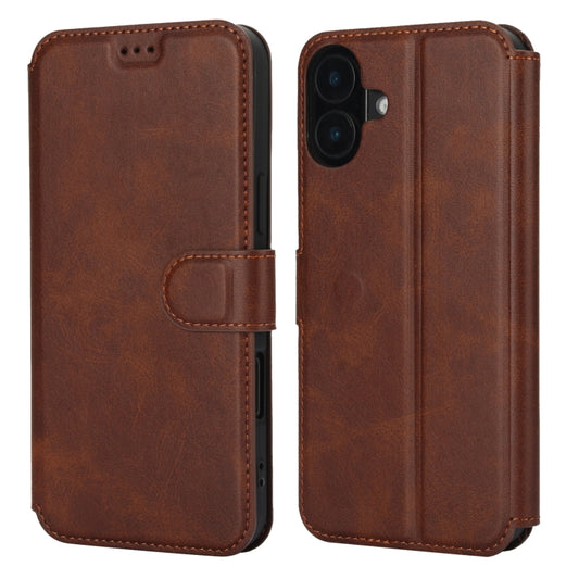 For iPhone 16 Plus Shockproof PU + TPU Leather Phone Case(Brown) - iPhone 16 Plus Cases by buy2fix | Online Shopping UK | buy2fix