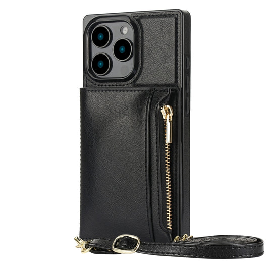 For iPhone 16 Pro Max Square Zipper Wallet Bag TPU+PU Back Cover Case(Black) - iPhone 16 Pro Max Cases by buy2fix | Online Shopping UK | buy2fix